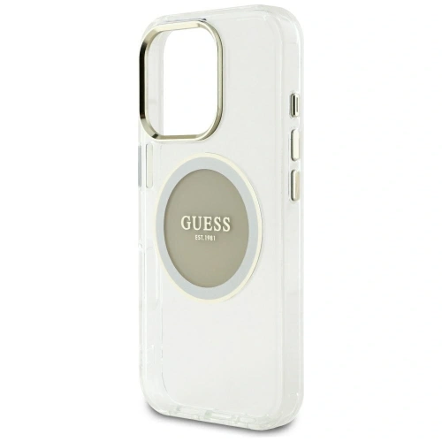 Etui Guess IML Metal Colored Circle Classic Logo MagSafe do Apple iPhone 16 Pro Max szary