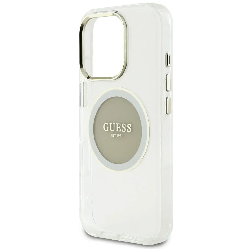 Wholesale Guess IML Metal Colored Circle Classic Logo MagSafe Apple iPhone 16 Pro Max grey - GUE4559 - {ean13} - Hurt