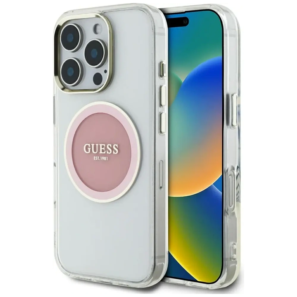 Hurtownia GSM - Hádej IML Metal Barevný Kruh Klasické Logo MagSafe Apple iPhone 16 Pro růžový - GUE4560 - {ean13} - Hurt
