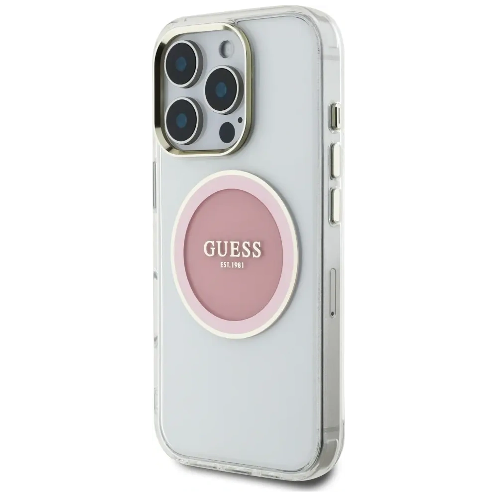 Hurtownia GSM - Hádej IML Metal Barevný Kruh Klasické Logo MagSafe Apple iPhone 16 Pro růžový - GUE4560 - {ean13} - Hurt