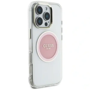 Wholesale Guess IML Metal Colored Circle Classic Logo MagSafe Apple iPhone 16 Pro pink - GUE4560 - {ean13} - Hurt