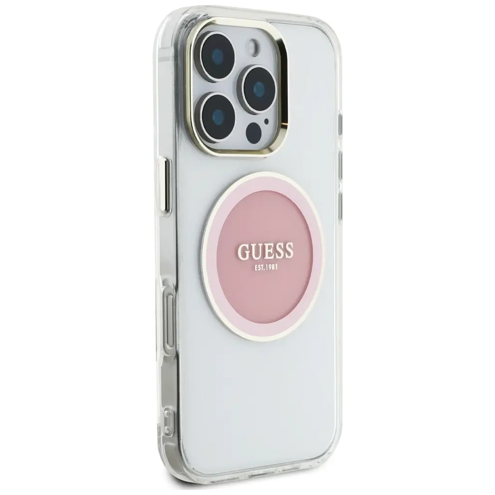 Hurtownia GSM - Hádej IML Metal Barevný Kruh Klasické Logo MagSafe Apple iPhone 16 Pro růžový - GUE4560 - {ean13} - Hurt