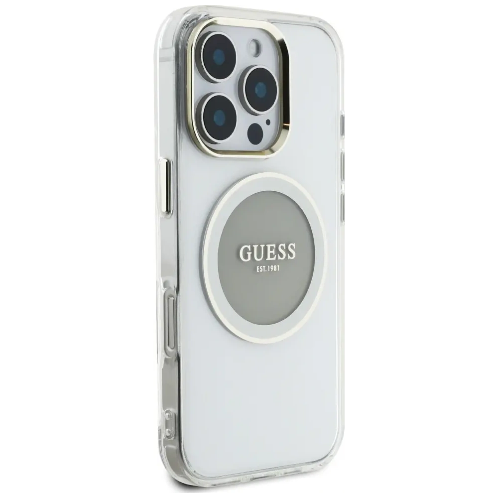 Hurtownia GSM - Guess IML Metal Colorat Cerc Logo Clasic MagSafe Apple iPhone 16 Pro gri - GUE4561 - {ean13} - Hurt