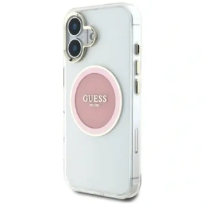 Wholesale Guess IML Metal Colored Circle Classic Logo MagSafe Apple iPhone 16 pink - GUE4562 - {ean13} - Hurt