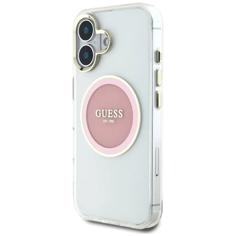 Hurtownia GSM - Guess IML Metal Colorat Cerc Logo Clasic MagSafe Apple iPhone 16 roz - GUE4562 - {ean13} - Hurt