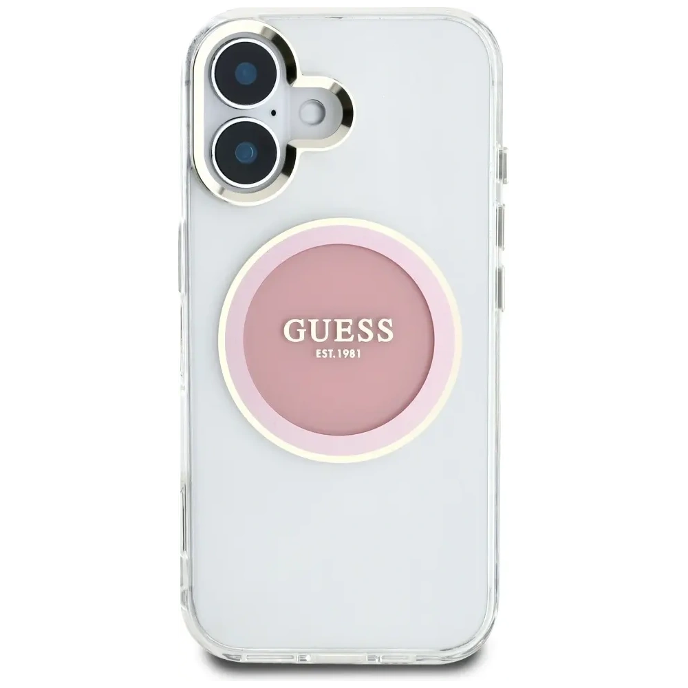 Hurtownia GSM - Guess IML Metal Colorat Cerc Logo Clasic MagSafe Apple iPhone 16 roz - GUE4562 - {ean13} - Hurt