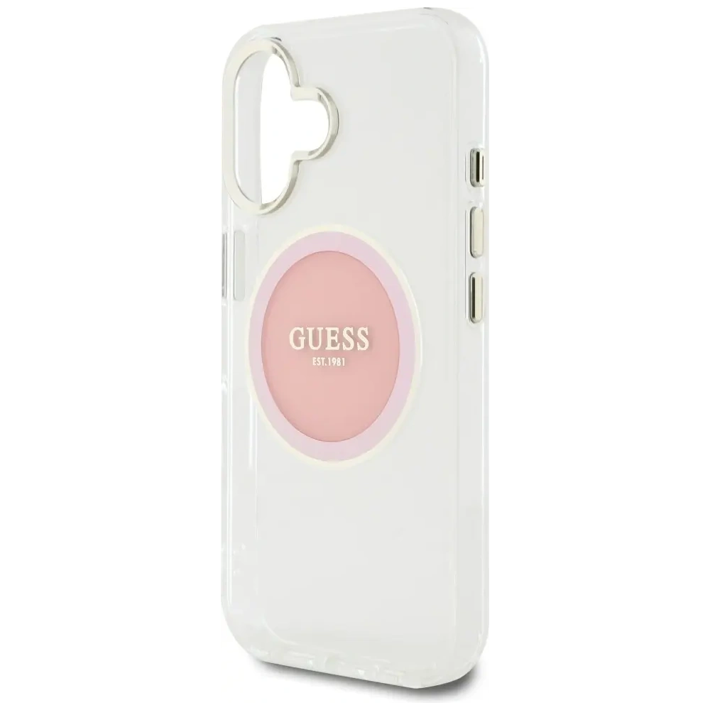 Hurtownia GSM - Guess IML Metal Colorat Cerc Logo Clasic MagSafe Apple iPhone 16 roz - GUE4562 - {ean13} - Hurt