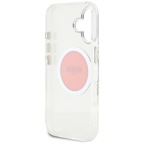 Etui Guess IML Metal Colored Circle Classic Logo MagSafe do Apple iPhone 16 różowy