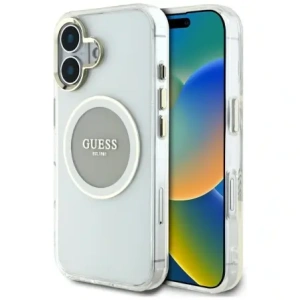 Hurtownia GSM - Guess IML Metal Colorat Cerc Logo Clasic MagSafe Apple iPhone 16 gri - GUE4563 - {ean13} - Hurt