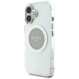 Hurtownia GSM - Guess IML Metal Colorat Cerc Logo Clasic MagSafe Apple iPhone 16 gri - GUE4563 - {ean13} - Hurt