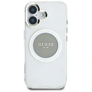 Wholesale Guess IML Metal Colored Circle Classic Logo MagSafe Apple iPhone 16 grey - GUE4563 - {ean13} - Hurt