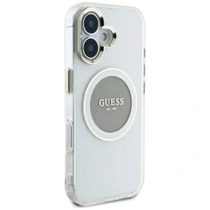 Wholesale Guess IML Metal Colored Circle Classic Logo MagSafe Apple iPhone 16 grey - GUE4563 - {ean13} - Hurt