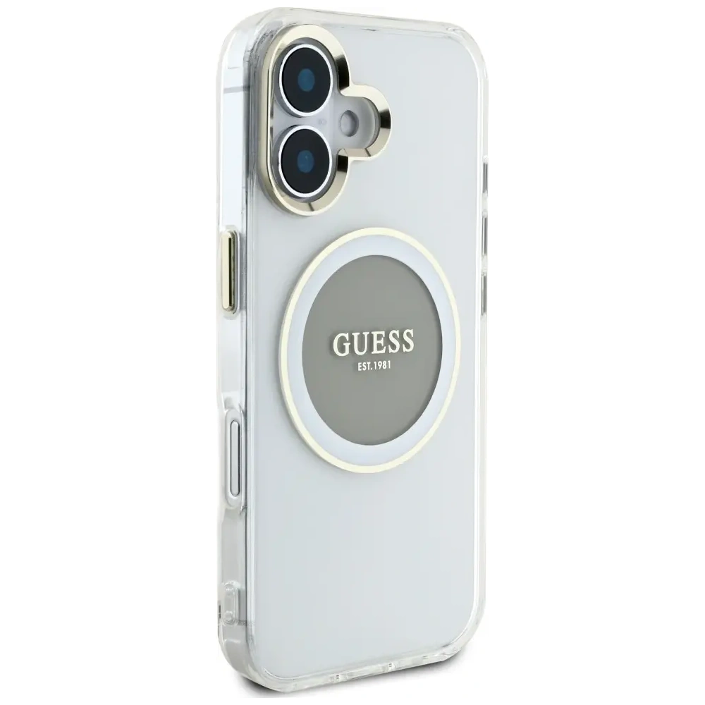 Hurtownia GSM - Guess IML Metal Colorat Cerc Logo Clasic MagSafe Apple iPhone 16 gri - GUE4563 - {ean13} - Hurt