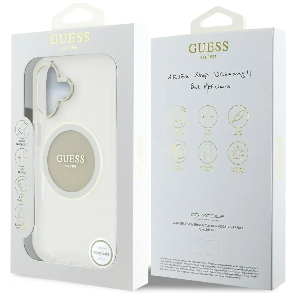 Hurtownia GSM - Vermutlich IML Metallfarbener Kreis Klassisches Logo MagSafe Apple iPhone 16 grau - GUE4563 - {ean13} - Hurt