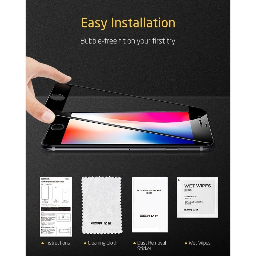 Hurtownia GSM - Szkło ESR Screen Shield 3D Apple iPhone SE 2022/SE 2020/8/7 Black - ESR185BLK - {ean13} - Hurt