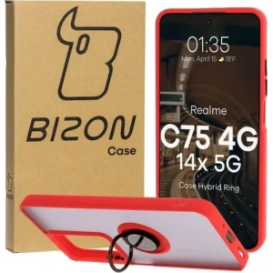 Wholesale Bizon Case Hybrid Ring Realme C75 4G / 14x 5G smoky with a red frame - BIZ9081 - {ean13} - Hurt