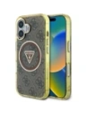 Guess IML Metal Glitter 4G Circle Triangle MagSafe Apple iPhone 16 brown