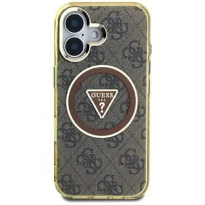 Wholesale Guess IML Metal Glitter 4G Circle Triangle MagSafe Apple iPhone 16 brown - GUE4564 - {ean13} - Hurt