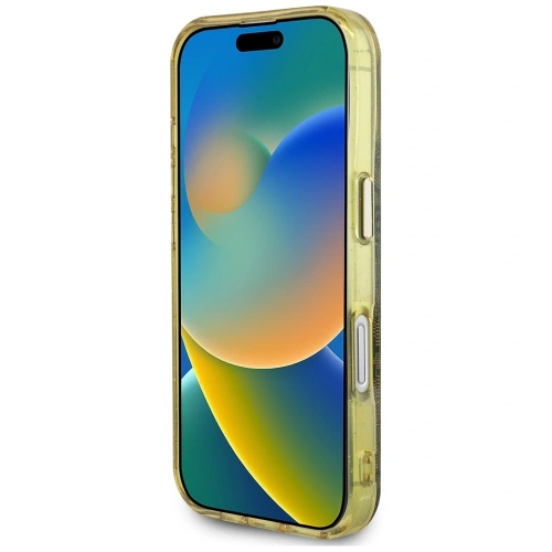 Etui Guess IML Metal Glitter 4G Circle Triangle MagSafe do Apple iPhone 16 brązowy