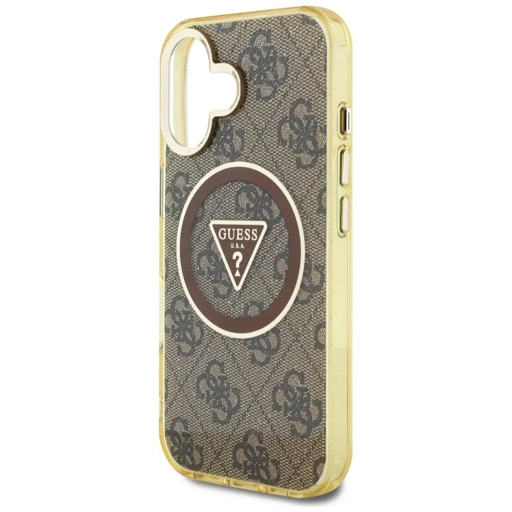 Wholesale Guess IML Metal Glitter 4G Circle Triangle MagSafe Apple iPhone 16 brown - GUE4564 - {ean13} - Hurt
