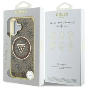 Hurtownia GSM - Guess IML Metal Glitter 4G Cerc Triunghi MagSafe Apple iPhone 16 maro - GUE4564 - {ean13} - Hurt