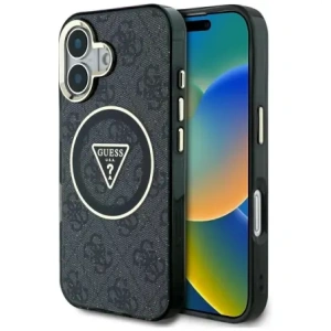 Wholesale Guess IML Metal Glitter 4G Circle Triangle MagSafe Apple iPhone 16 black - GUE4565 - {ean13} - Hurt