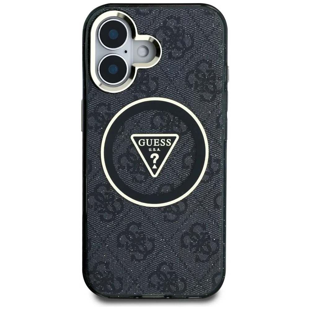 Wholesale Guess IML Metal Glitter 4G Circle Triangle MagSafe Apple iPhone 16 black - GUE4565 - {ean13} - Hurt