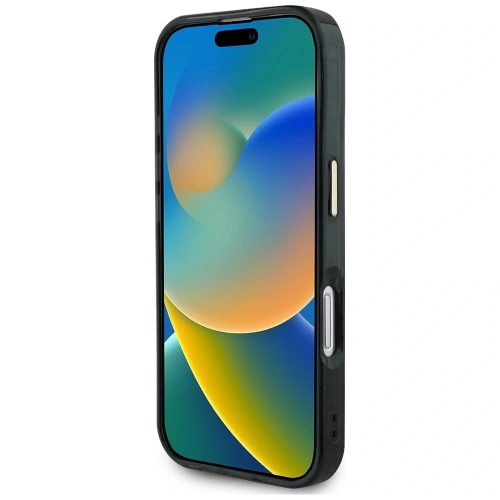 Etui Guess IML Metal Glitter 4G Circle Triangle MagSafe do Apple iPhone 16 czarny