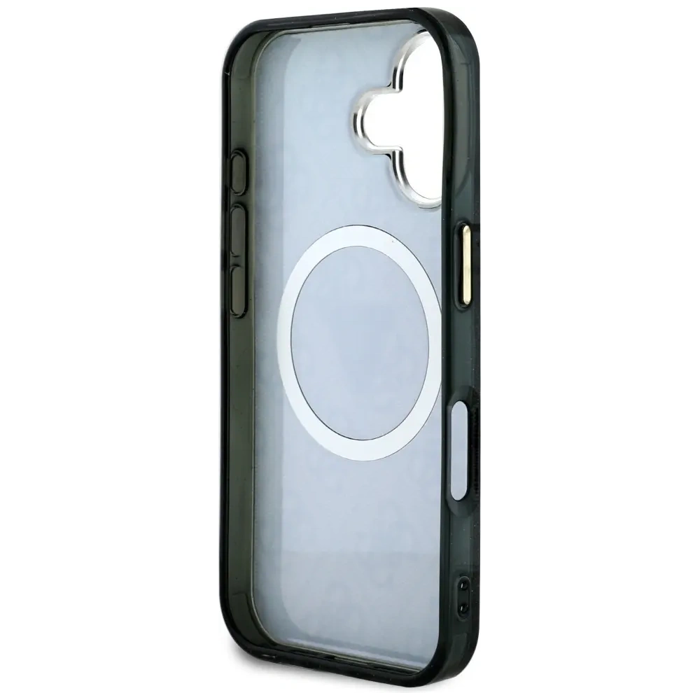 Wholesale Guess IML Metal Glitter 4G Circle Triangle MagSafe Apple iPhone 16 black - GUE4565 - {ean13} - Hurt