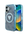Guess IML Metal Glitter 4G Circle Triangle MagSafe Apple iPhone 16 blue
