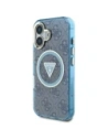 Wholesale Guess IML Metal Glitter 4G Circle Triangle MagSafe Apple iPhone 16 blue - GUE4566 - {ean13} - Hurt