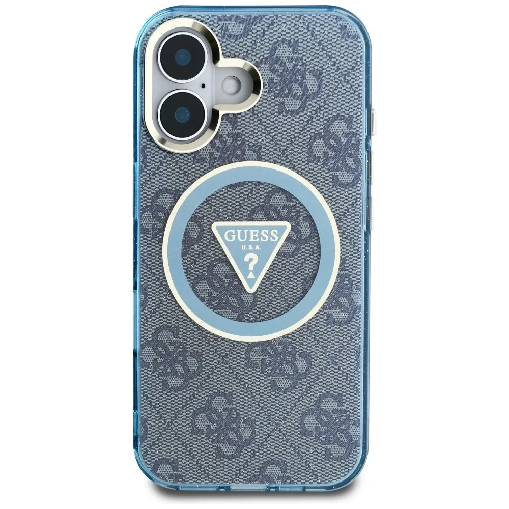 Wholesale Guess IML Metal Glitter 4G Circle Triangle MagSafe Apple iPhone 16 blue - GUE4566 - {ean13} - Hurt