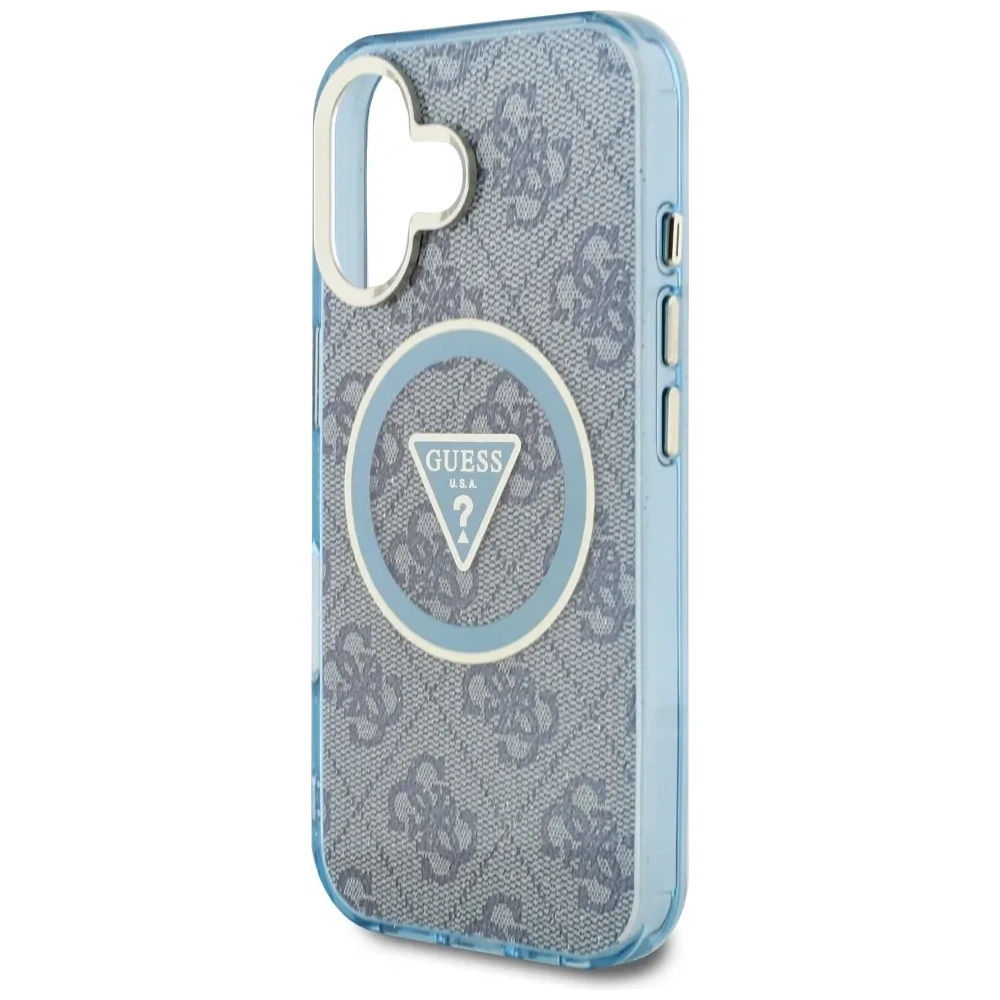 Wholesale Guess IML Metal Glitter 4G Circle Triangle MagSafe Apple iPhone 16 blue - GUE4566 - {ean13} - Hurt