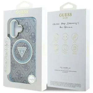 Wholesale Guess IML Metal Glitter 4G Circle Triangle MagSafe Apple iPhone 16 blue - GUE4566 - {ean13} - Hurt