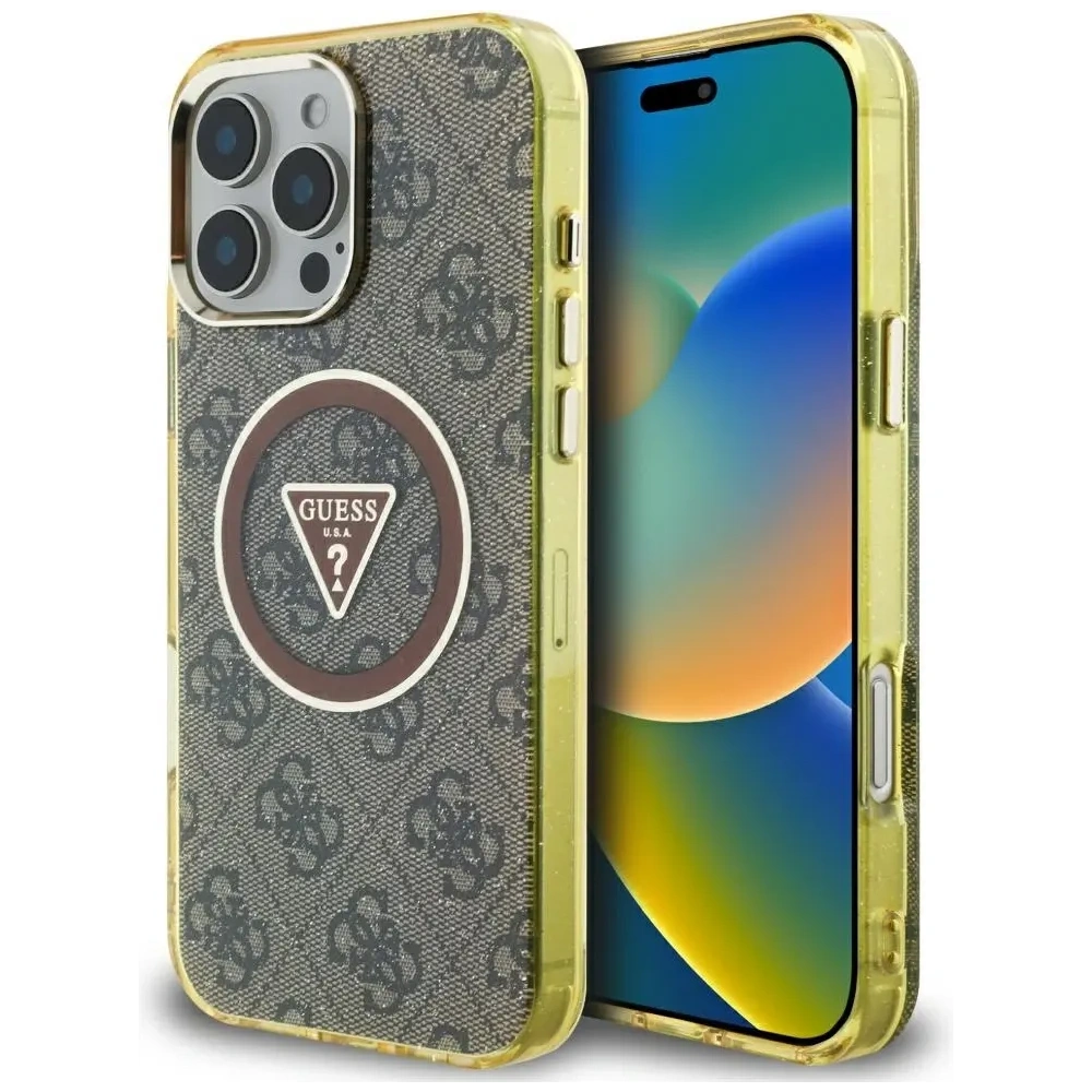 Hurtownia GSM - Hádejte IML Metal Glitter 4G Kruh Trojúhelník MagSafe Apple iPhone 16 Pro hnědý - GUE4567 - {ean13} - Hurt