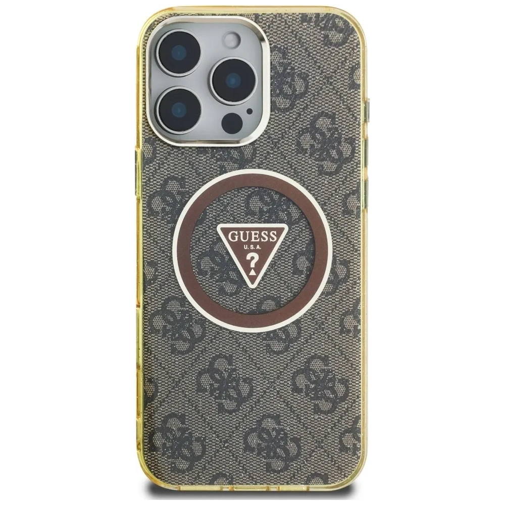 Hurtownia GSM - Hádejte IML Metal Glitter 4G Kruh Trojúhelník MagSafe Apple iPhone 16 Pro hnědý - GUE4567 - {ean13} - Hurt