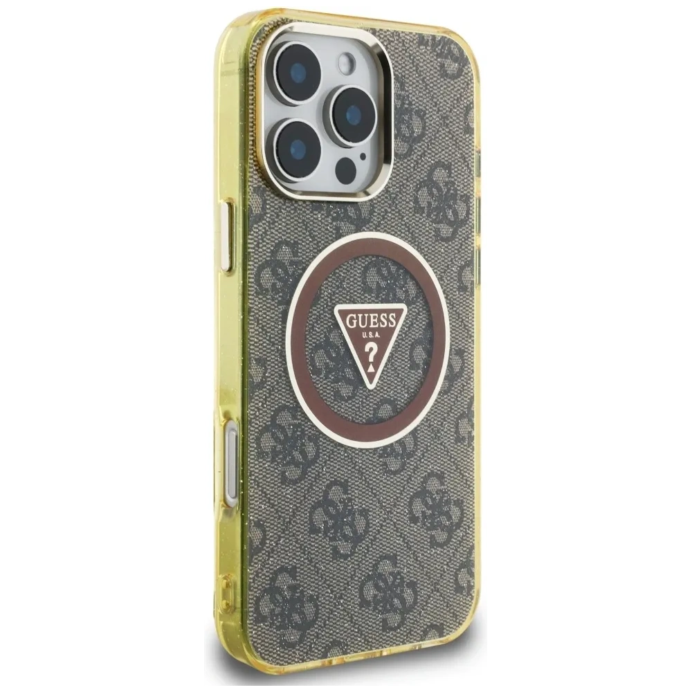 Hurtownia GSM - Hádejte IML Metal Glitter 4G Kruh Trojúhelník MagSafe Apple iPhone 16 Pro hnědý - GUE4567 - {ean13} - Hurt