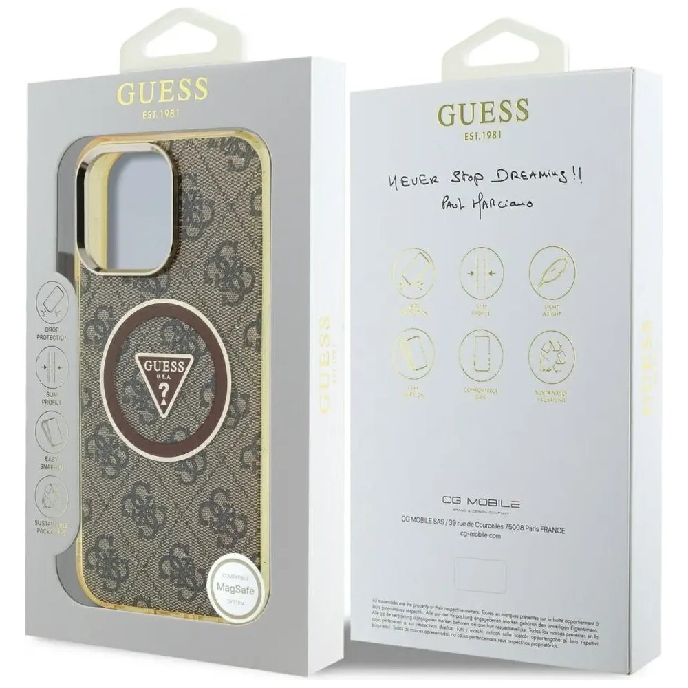 Hurtownia GSM - Hádejte IML Metal Glitter 4G Kruh Trojúhelník MagSafe Apple iPhone 16 Pro hnědý - GUE4567 - {ean13} - Hurt