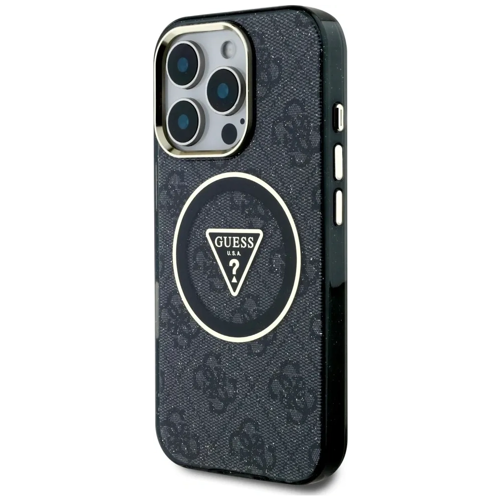 Hurtownia GSM - Hádej IML Metal Glitter 4G Kruh Trojúhelník MagSafe Apple iPhone 16 Pro černý - GUE4568 - {ean13} - Hurt