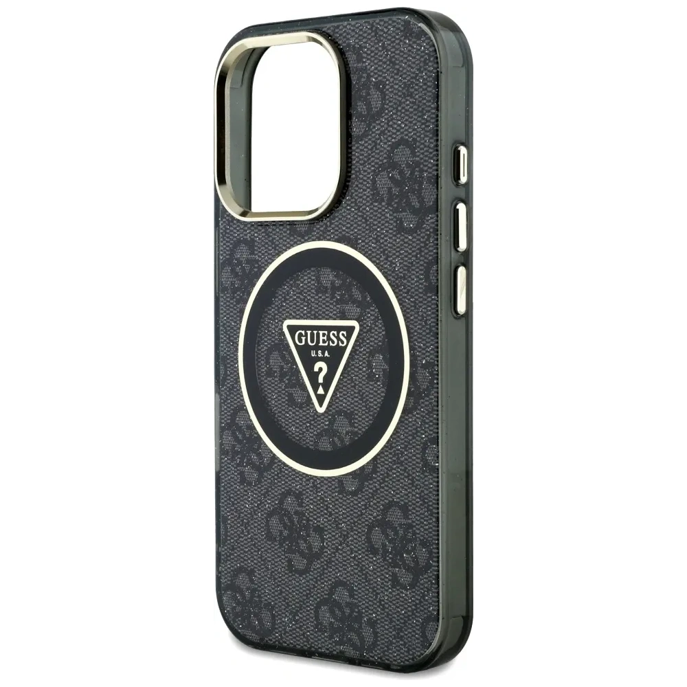 Hurtownia GSM - Hádej IML Metal Glitter 4G Kruh Trojúhelník MagSafe Apple iPhone 16 Pro černý - GUE4568 - {ean13} - Hurt