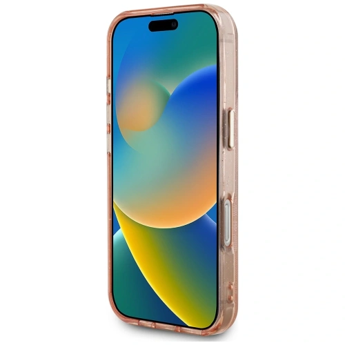 Etui Guess IML Metal Glitter 4G Circle Triangle MagSafe do Apple iPhone 16 Pro Max różowy