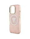 Wholesale Guess IML Metal Glitter 4G Circle Triangle MagSafe Apple iPhone 16 Pro Max pink - GUE4572 - {ean13} - Hurt