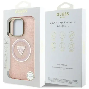Wholesale Guess IML Metal Glitter 4G Circle Triangle MagSafe Apple iPhone 16 Pro Max pink - GUE4572 - {ean13} - Hurt