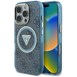 Hurtownia GSM - Hádej IML Metal Glitter 4G Kruh Trojúhelník MagSafe Apple iPhone 16 Pro modrý - GUE4573 - {ean13} - Hurt