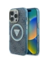 Hádej IML Metal Glitter 4G Kruh Trojúhelník MagSafe Apple iPhone 16 Pro modrý
