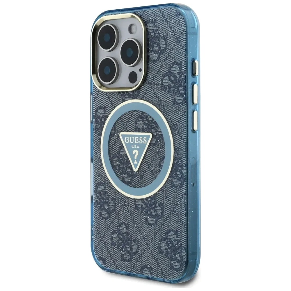 Hurtownia GSM - Hádej IML Metal Glitter 4G Kruh Trojúhelník MagSafe Apple iPhone 16 Pro modrý - GUE4573 - {ean13} - Hurt