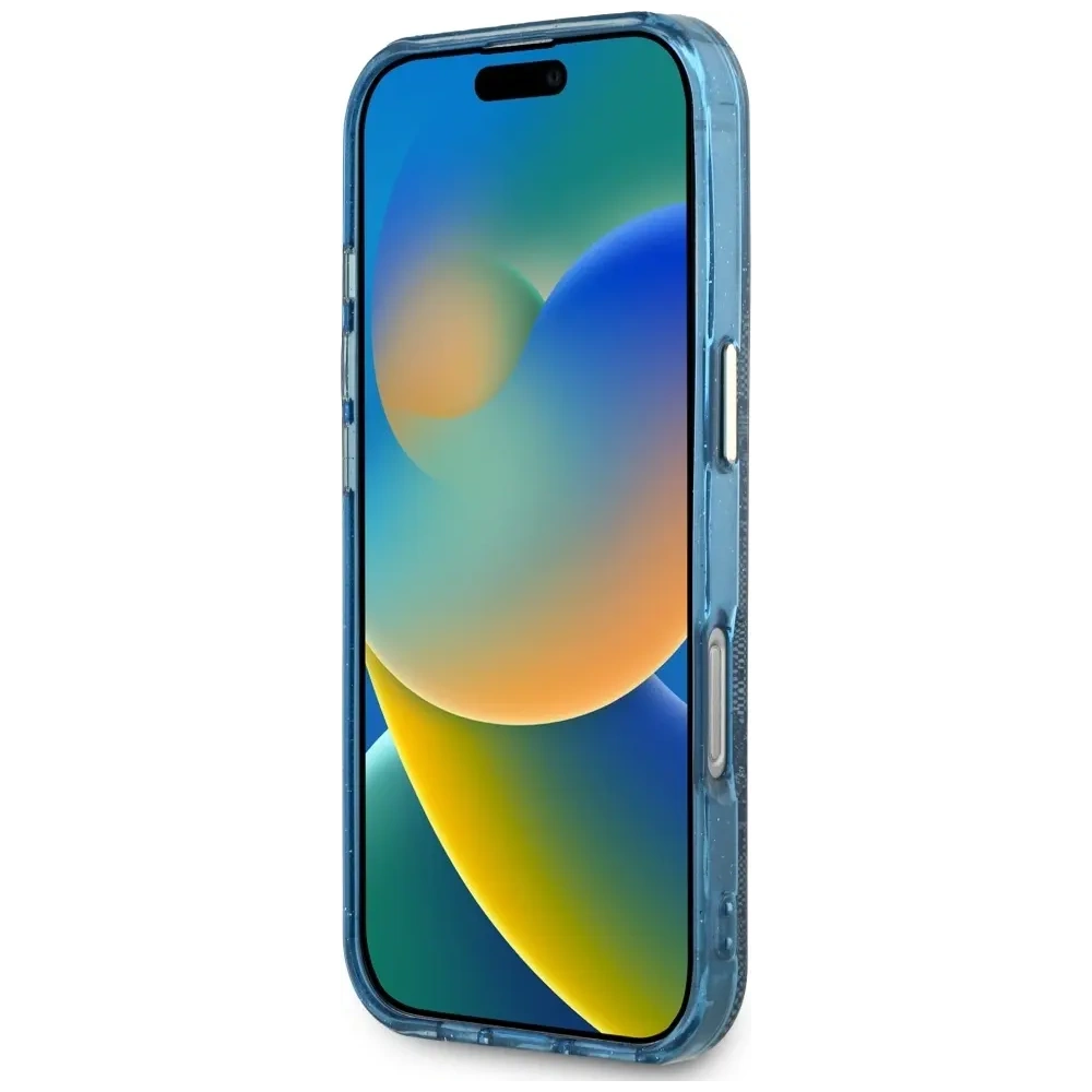 Hurtownia GSM - Guess IML Fém Csillám 4G Kör Háromszög MagSafe Apple iPhone 16 Pro kék - GUE4573 - {ean13} - Hurt