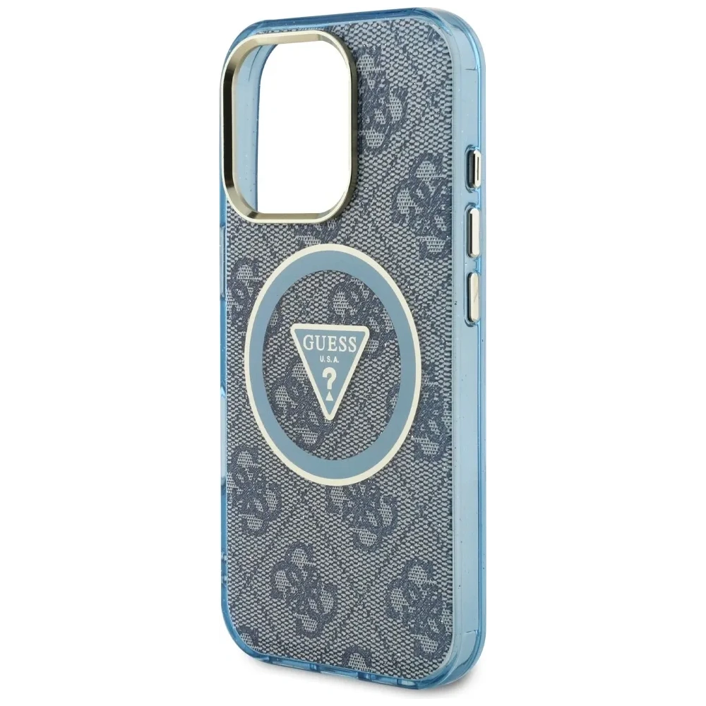 Hurtownia GSM - Hádej IML Metal Glitter 4G Kruh Trojúhelník MagSafe Apple iPhone 16 Pro modrý - GUE4573 - {ean13} - Hurt