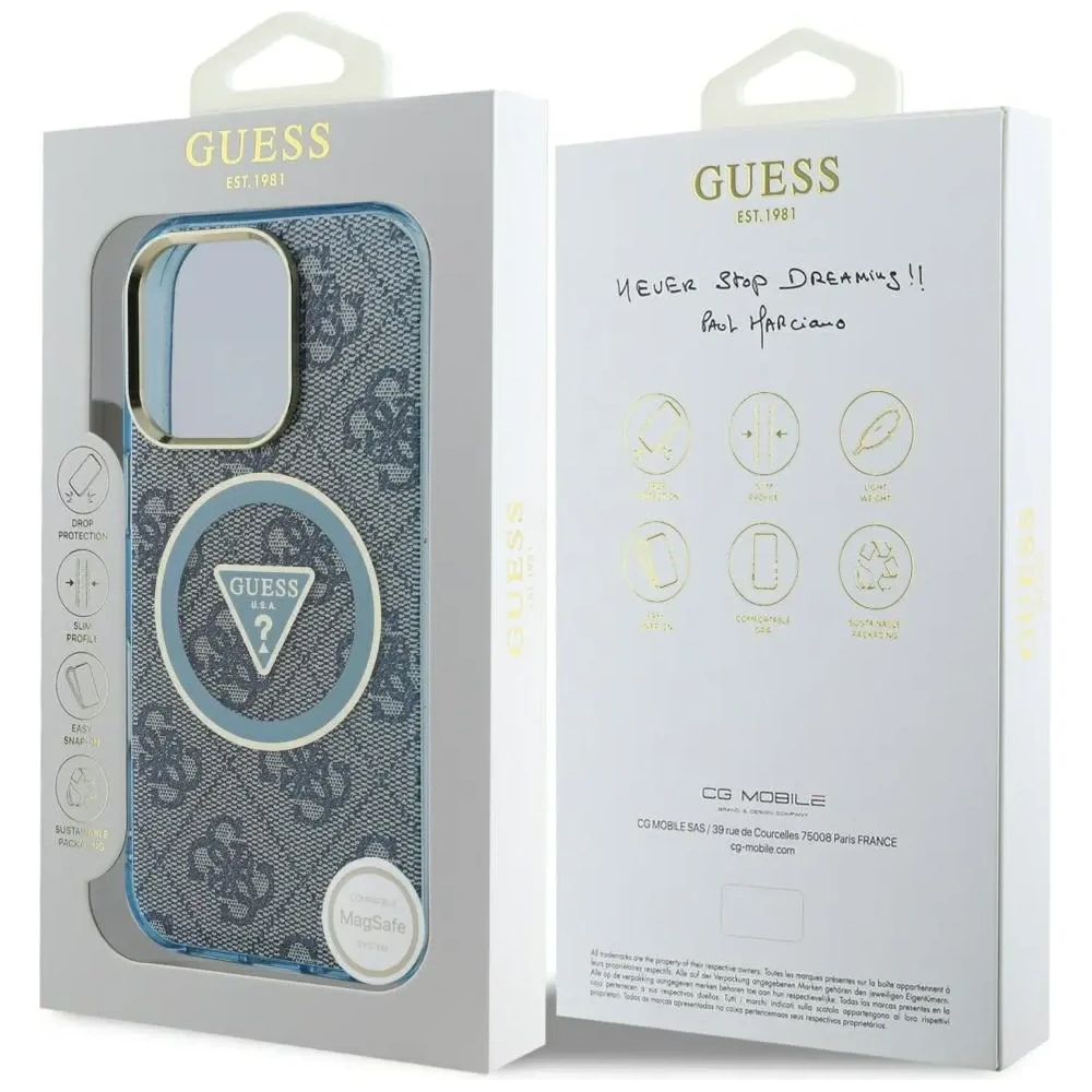 Hurtownia GSM - Hádej IML Metal Glitter 4G Kruh Trojúhelník MagSafe Apple iPhone 16 Pro modrý - GUE4573 - {ean13} - Hurt