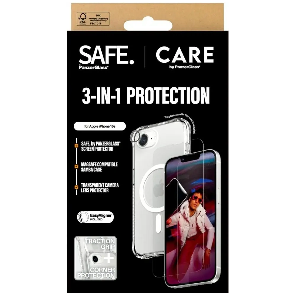 Wholesale CARE by PanzerGlass Fashion 3in1 Protective set: case + tempered glass + lens glass Apple iPhone 16e - PZG885 - {ean13} - Hurt